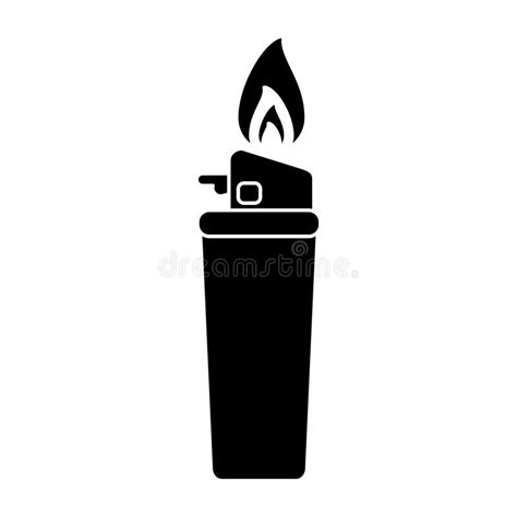 Silhouette Gas Lighter Flame Icon Stock Vector