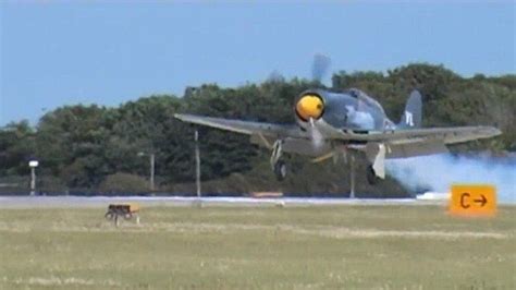 Moment Historic Royal Navy Fighter Plane Crash Landed In Front Of