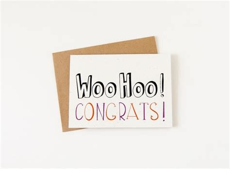 Items Similar To Congratulations Card Woo Hoo Congrats Hand Drawn