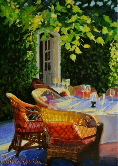 Al Fresco Dining Art Print Of French Patio Painting By Etsy French