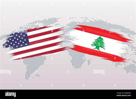 Lebanon Vs Usa United States Flag On World Map Stock Vector Images Alamy