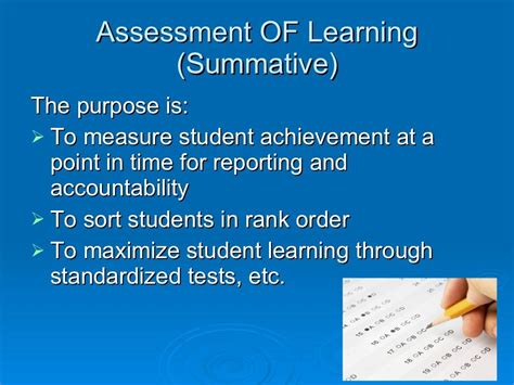 Formative assessments and summative assessments are the two ways that teachers measure what their students are learning. Formative Assessment vs. Summative Assessment | Formative ...
