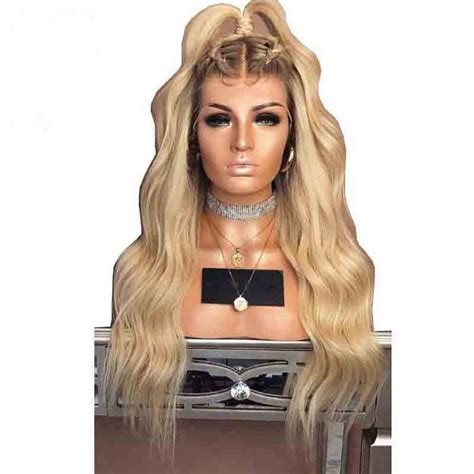 glueless colored 180 density ombre lace front human hair wig 613 blonde pre plucked dark roots
