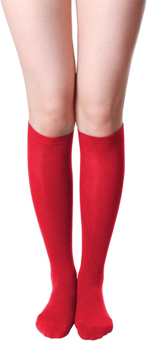 Haslra Womens Knee High Socks 1 Pairs Red At Amazon Womens Clothing Store