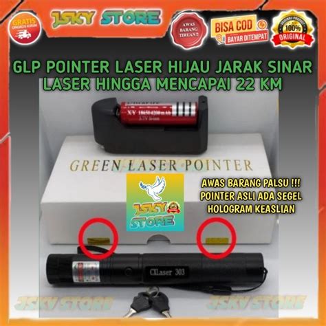 Jual Original Glp Pointer Laser Hijau Jarak Sinar Laser Mencapai 22