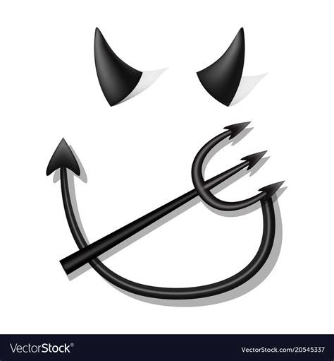 Silhouette Black Devil Horns Tail And Fork Set Vector Image