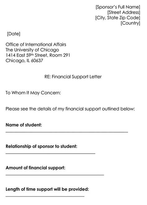 Sample Letter Of Financial Support For Employer Request Letter For