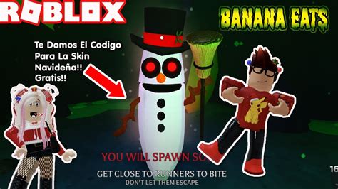 🎄roblox Jugamos Banana Eats Nueva Skin Navideña Te Damos El Código Para Que La Tengas Gratis