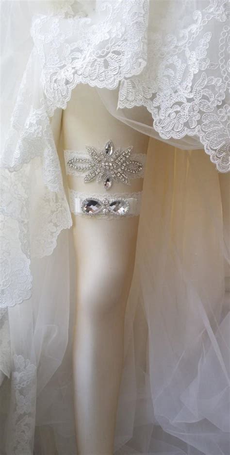 Wedding Garter Set Ivory Lace Garter Set Bridal Leg Garterrustic