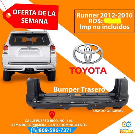 Bumper Trasero Toyota 4runner 2012 2016 Repuestos Yacol
