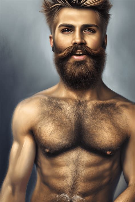 stunning 8k hyper detailed bearded gay man with hairy chest · creative fabrica