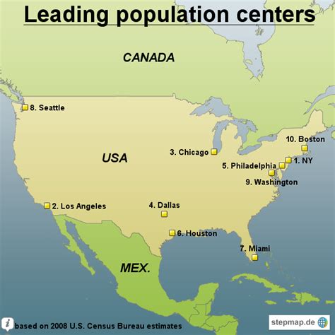 Stepmap Top 10 Cities Of The Usa Landkarte Für Usa