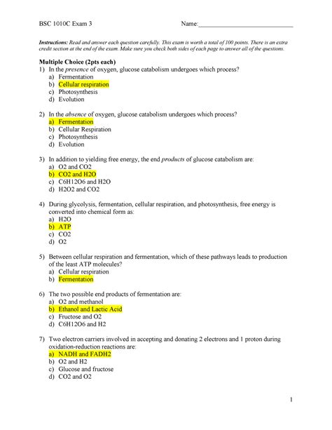 Exam 3 Practice Exam Key Instructions Read And Answer Each Question