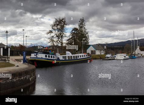 A Barge Boat Moored At The Head Of The Fort Augustus Locks Caledonian