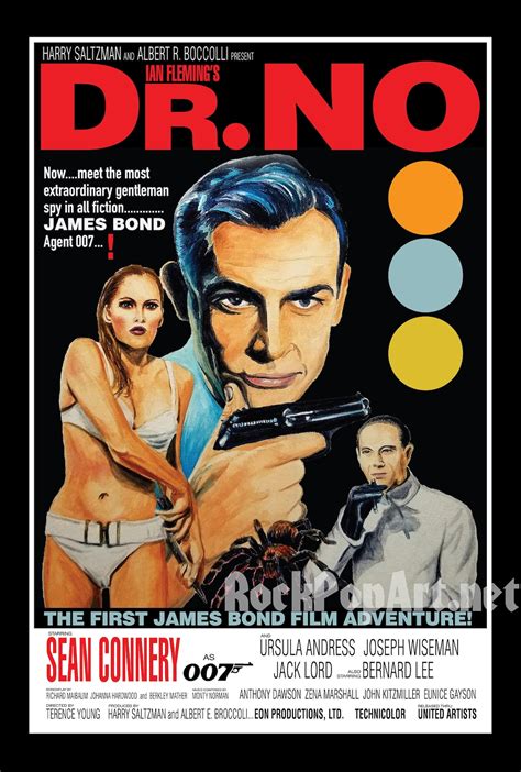 James Bond Dr No Movie Poster Re Imagines The Original Poster Retro Vintage Style Piece 007