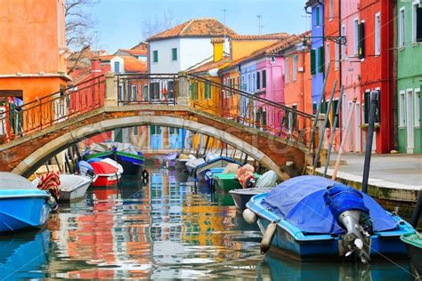 Colorful Houses On Burano Venice Italy Globephotos Royalty Free