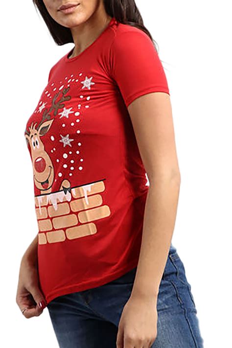 Ladies Womens Christmas Pudding Funny Boobs Xmas Festive Novelty T Shirt Top Ebay