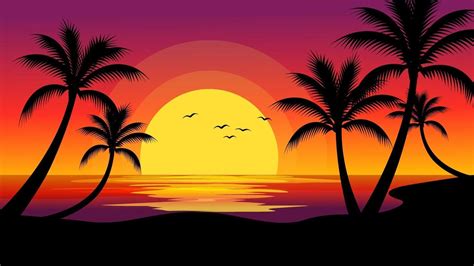 Tropical Beach Sunset Background 3428335 Vector Art At Vecteezy