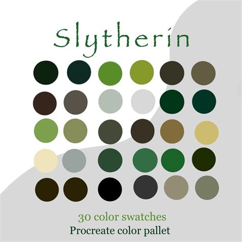 Harry Potter Slytherin Themes Procreate Color Palette For Etsy In