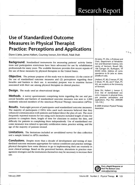 Outcome Measures Physical Therapy