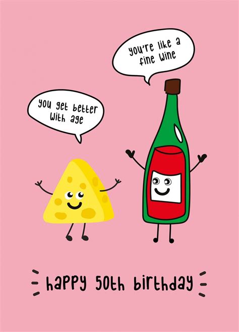 cheese and wine happy 50th birthday card scribbler