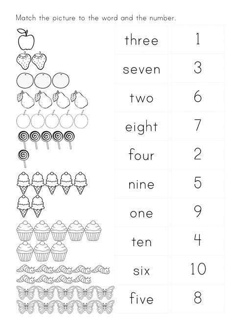 Find the picture for each word. Printable Number Words Worksheets | Activity Shelter