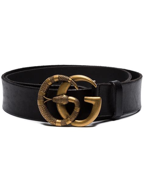 Gucci Leather Double G Snake Buckle Belt In Black For Men Lyst