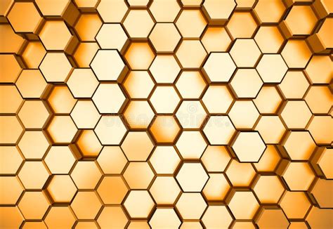 Golden Hexagon Pattern Honeycomb Concept Stock Illustration