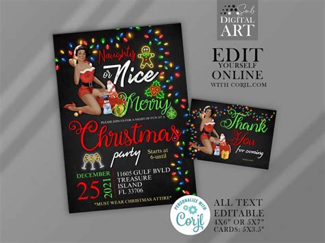 Naughty Or Nice Christmas Party Invitation Holiday Party Etsy