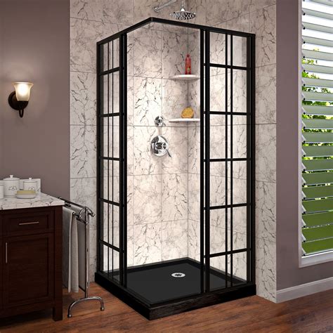 Dreamline Dl 6789 09 French Corner Shower Enclosure And Shower Base Kit 36 In W X 36 In D X 74