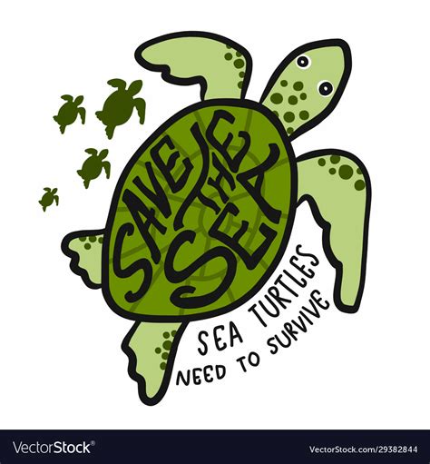 Save Sea Sea Turtles Need To Survive Cartoon Vector Image
