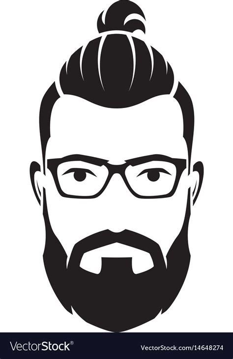 Bearded Men Face Hipster Character Royalty Free Vector Image