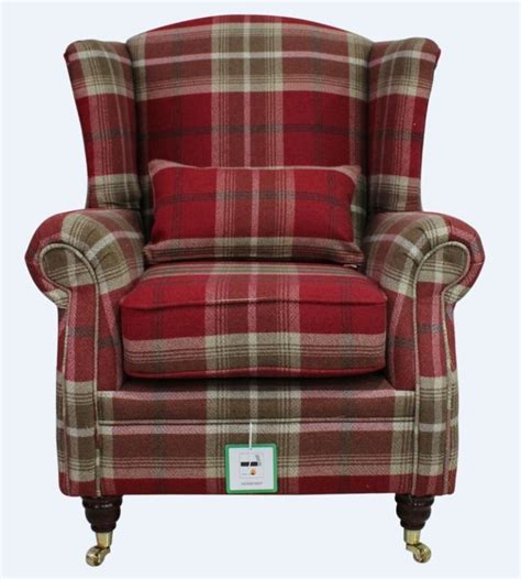 Making the perfect lounge chair. Balmoral Red Check High Back Wing Chair | Armchairs | Wing ...