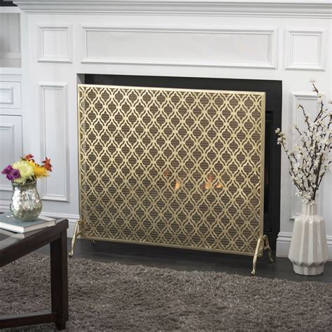 Ellias Single Panel Iron Fireplace Screen By Christopher Knight Home