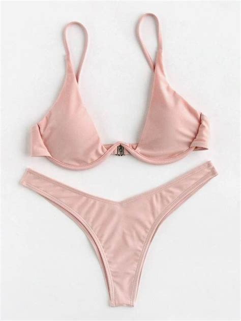 Underwire Top With High Leg Bikini Womensbikini Pinkbathingsuit