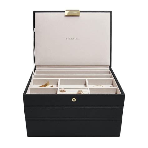 Stackers Black Classic Premium Stackable Jewelry Box The Container