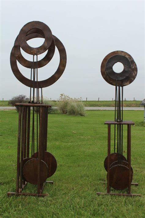 Small 54 Yard Sculpture Moving Pendulum Rustic Metal Ebay Rustic