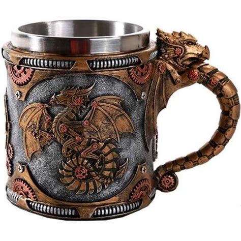 Steampunk Dragon Mug With Removable Stainless Steel Cup