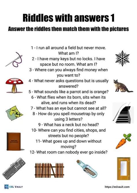 37 Free Printable Brain Teasers With Answers Esl Vault Riddles With