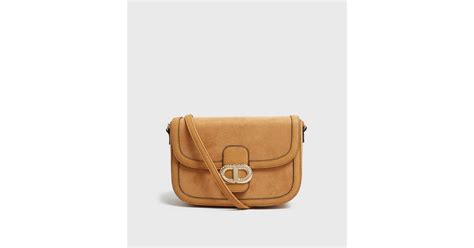 Mustard Suedette Cross Body Saddle Bag New Look
