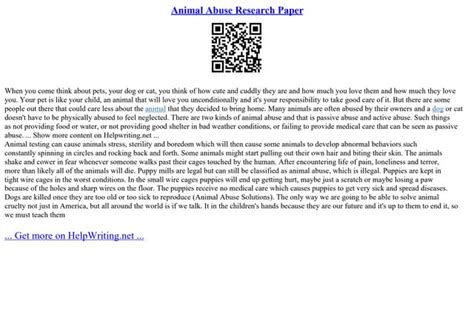 Animal Abuse Research Paper Ppt