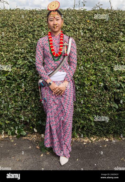 sunbury on thames surrey uk 29th august 2021 a nepali girl with traditional dresses from the