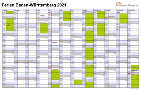 Dabei fallen 2 feiertage auf einen samstag und 5 feiertage auf. Ferien Baden-Württemberg 2021 - Ferienkalender zum Ausdrucken