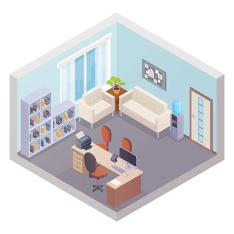 Isometric Office Interior With Boss Workplace 481724 Vector Art At Vecteezy