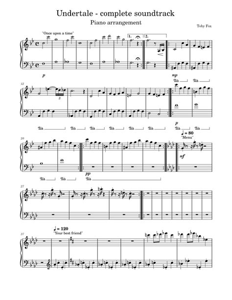 Undertale Complete Soundtrack Wip Sheet Music For Piano Download