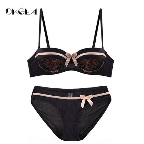 Fashion Young Girl Half Cup Bra Set Sexy Lingerie Thin Cotton Women Underwear Sets Lace