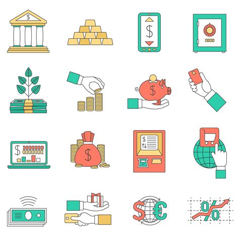 Banking Business Icons Set 469156 Vector Art At Vecteezy