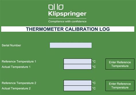 Thermometer Calibration Log Template Klipspringer