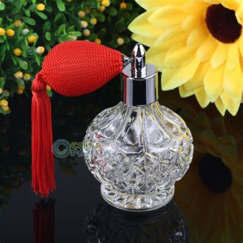 Vintage Crystal Perfume Atomizer Fragrance Spray Bottles Red Short Pump