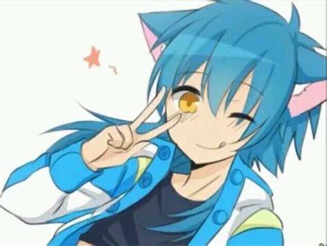 Cute Blue Anime Boy Neko Paraiso